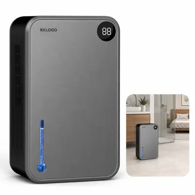 Produktbild von Luftentfeuchter 2.4L, elektrischer Raumentfeuchter mit Timer, LED Anzeige & Ablaufschlauch, leiser Luftentfeuchter gegen Feuchtigkeit & Schimmel