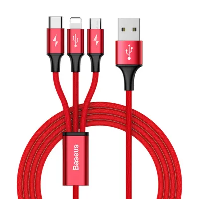 Obrázok produktu pre Baseus CAMLT-SU09, 1,2 m, USB A, USB C/Micro-USB B/Lightning, USB 2.0, 0,48 Gbit/s, Červená