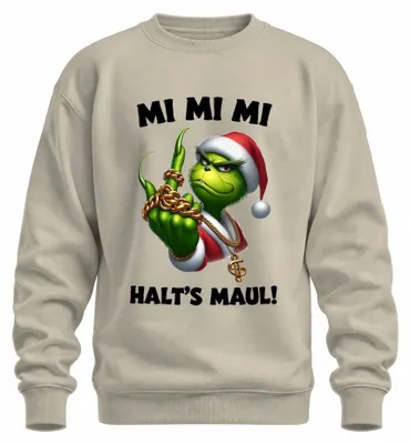 Imagen del producto de Grinch, sudadera con capucha estilo "Weihnachtsgrinch" (Grinch de Navidad), diseño "MI MI MI", cadena dorada, estilo hip-hop, uni, color natural, talla XXL