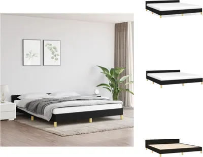 Produktbild von vidaXL Bettgestell mit Kopfteil Schwarz 160x200 cm Stoff - Betten & Bettgestelle