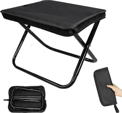 Produktbild von Faltbare Campinghocker aus Oxford-Gewebe und Stahl 100 kg Tragkraft für Garten Angeln Strand Grillen (schwarz)