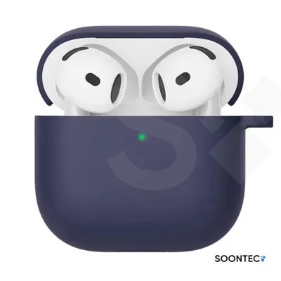 Obrázok produktu pre SOONTEC Puzdro pre AirPods 4. generácie Silikónový ochranný kryt Puzdro na slúchadlá Slim Cover v modrej farbe s krúžkom na karabínku