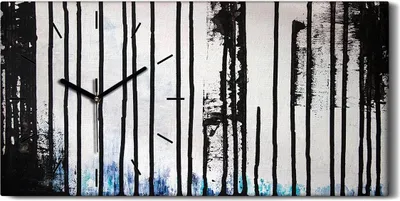 Produktbild von Wandbild Leinwand Bilder Wanduhr Geräuschlos 60x30 abstrakte Linien Kunst - schwarze Hände