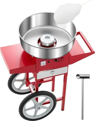 Immagine prodotto di Macchina per zucchero filato professionale 1000W con carrello - Macchina per zucchero filato rossa per uso commerciale