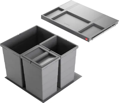 Produktbild von HAILO Abfallsorter 3301661 ALLEGRO 350 28/13/13/D dunkelgrau mit 54 Liter Abfallvolumen für 60 cm Schrankbreite