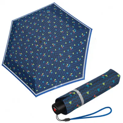 Obrázek produktu pro Knirps Knirps Rookie Triple Blue Reflective lehký  skládací deštník