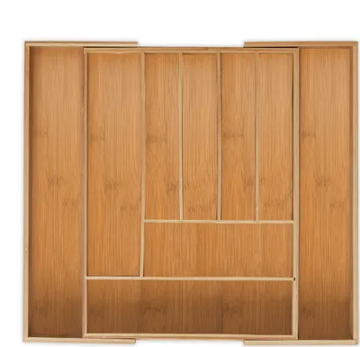 Produktbild von Relaxdays Besteckkasten, Bambus, ausziehbar, Besteckeinsatz für Schubladen, 7 bis 9 Fächer, HBT 5x49,5x44,5 cm, natur