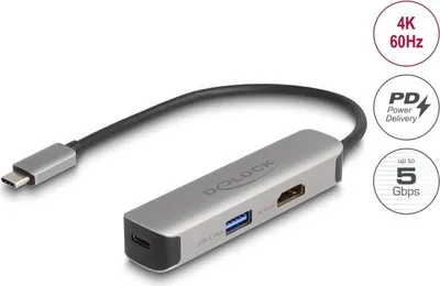 Produktbild von DELOCK  USB Type-C Adapter zu HDMI 4K 60 Hz mit USB Typ-A