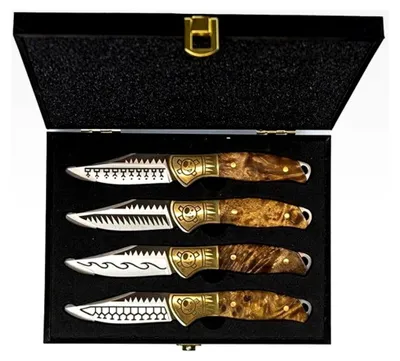 Produktbild von 4-teiliges Steakmesserset mit elegantem Gratwalnussgriff