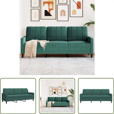 Zdjęcie produktu dla The Living Store sofa 3-osobowa aksamitna ciemnozielona 180 cm