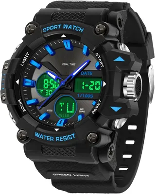 Produktbild von Militär Herren Digitaluhr Analog-Digital Sportuhr 5ATM wasserdicht LED Wecker TPU-Armband Multifunktionale Outdoor Uhr für Jungen und Männer