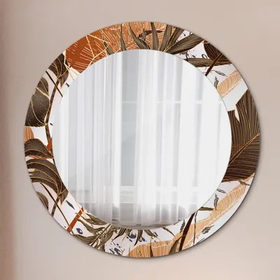 Produktbild von Ø60cm Spiegel - Glasrahmen mit Aufdruck - Wandspiegel Schlafzimmer - Grün Gras
