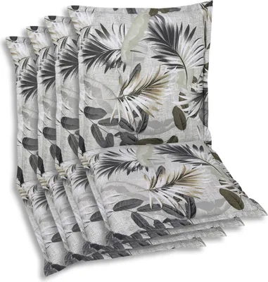 Produktbild von GO-DE Textil, Sesselauflage Niederlehner, 4er Set, Farbe: grau, Maße: 100 cm x 50 cm x 7 cm, Rueckenhoehe: 52 cm