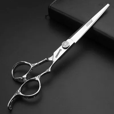 Image de Ciseaux de coiffure en acier inoxydable, 18 cm, pour cheveux mouillés et secs, outil de coupe de cheveux