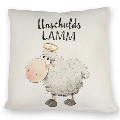 Produktbild von Schaf Kissen mit Spruch Unschuldslamm