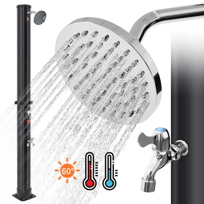 Produktbild von Solardusche 35 Liter Solar Gartendusche mit Duschkopf und Wasserhahn,kalt und warm,max. 60°C,Gartendusche,Aussendusche, Solaraußendusche 217cm