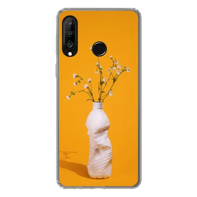 Produktbild von MuchoWow® Handyhülle Schutzhülle Hülle für Huawei P30 Lite Flasche - Blumenstrauß - Gelb Silikon Softcase Handy Hülle - Handyhülle