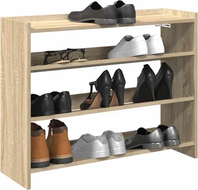 Image de vidaXL Étagère à chaussures Chêne Sonoma 80x25x62 cm Matériau dérivé du bois