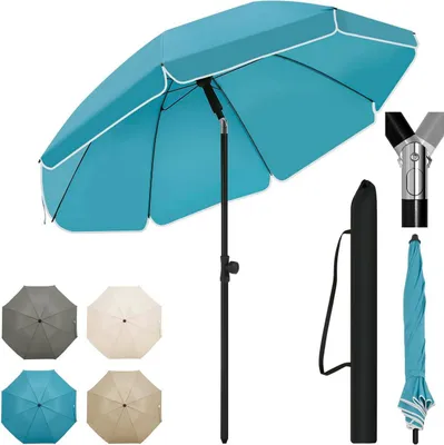Produktbild von WOLTU Sonnenschirm Strandschirm UV-beständig, höhenverstellbar, 45° knickbar, rund, Blau 175cm