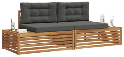 Immagine prodotto di vidaXL Set divano da esterno, colore naturale e antracite, dimensioni 203,5 x 83 x 73 cm