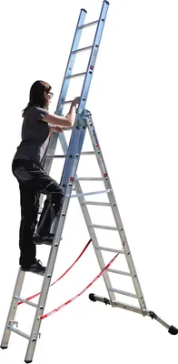 Produktbild von Euroline Premium 30766 Mehrzweckleiter, 3-teilig 3x12 Sprossen mit Vario-Traverse