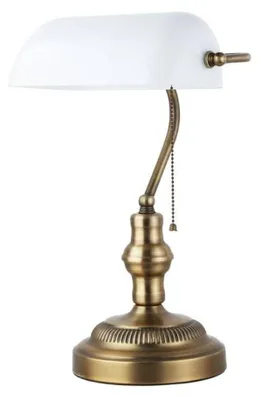 Obrázek produktu pro Stolní lampa vintage, patice E27, bílá barva, klasický design, naklápěcí skleněná stínítka