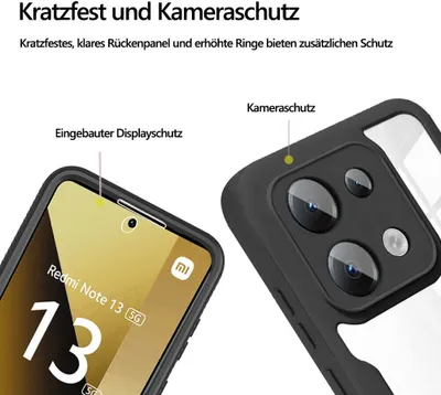 Zdjęcie produktu dla osłona 360 stopni Xiaomi Redmi Note 13 5G Pełna ochrona Zintegrowany ochraniacz ekranu Czarny