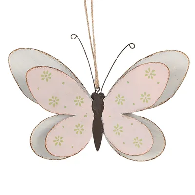 Zdjęcie produktu dla Clayre & Eef dekoracyjny wisiorek motyl 16 cm różowy metal