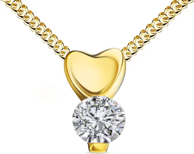 Produktbild von Anhänger 585 Gelbgold 14 Karat mit Herz und Zirkonia-Stein Mit Halskette - Kettenlänge 50 cm.