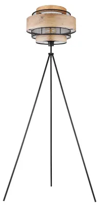 Produktbild von RGB LED Stehlampe, Metall schwarz, Holzoptik, H 150 cm