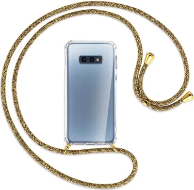 Produktbild von Handykette Backcover-Schutzhülle mit Band (Metall goldfarben) für Samsung Galaxy S10e - braun+beige