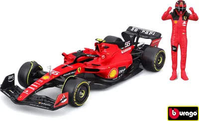 Produktbild von Bburago 1:24 Formel 1 Ferrari Scuderia SF-23 (2023) Nr. 55 Carlos Sainz  – mit Fahrer und Dekoration