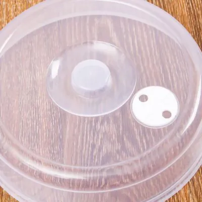 Produktbild von Mikrowellen-Plattenabdeckung, PP, lebensmittelecht, wiederverwendbarer, transparenter Schutzdeckel mit Griff für Kühlschrank, 23 mm x 5,5 mm/0,9 x 0,2