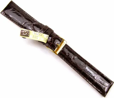Produktbild von Minott Uhrenarmband echt Krokodilleder handgenäht braun 20797G, Stegbreite:14mm
