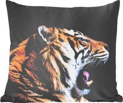 Produktbild von MuchoWow® Zierkissen Sofakissen Wohnzimmer Dekokissen 50x50 cm Tiger - Tiere - Porträt - Komfort - Sofakissen