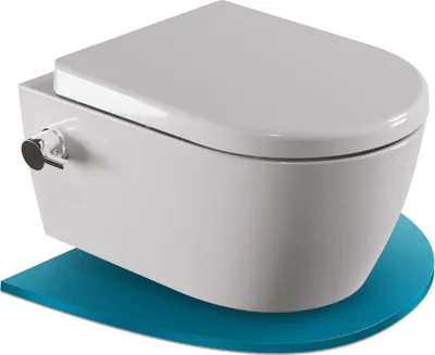 Produktbild von SSWW Hänge-Dusch-WC, 525x365x330 mm, Serie Alpha, spülrandlos, mit Dusch-/Taharetfunktion, integrierter Warm-Kalt-Mischer, Softclose- & abnehmbarer Sitz, aus Sanitärkeramik mit Duroplast-Sitz, schnelle Obermontage, kompatibel mit gängigen Vorwandelementen