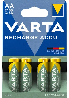 Image de Varta Recharge AA Mignon Accu Recyclé Ni-MH 1,2V 2100mAh 4er Blister