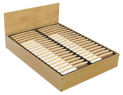 Image de Lit coffre 2 places en bois avec tête de lit - 140x190, Miel