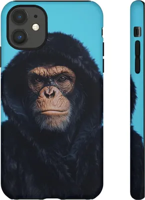 Produktbild von Affenporträt im schwarzen Hoodie – Handyhülle Kompatibel mit iPhone 11