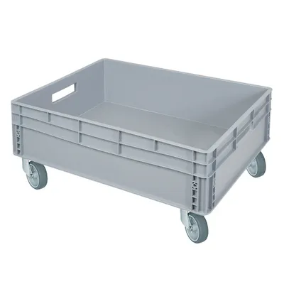 Produktbild von Stapelbehälter mit 2 Durchfassgriffen und 4 Lenkrollen, LxBxH 800 x 600 x 345 mm, Farbe grau