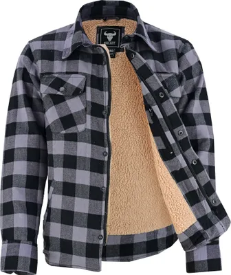 Produktbild von BULLDT Herren Thermohemd Flanellhemd Arbeitshemd Gefüttert Lumberjack aus Baumwolle warm Holzfällerhemd, Größe:56/2XL, Farbe:Grau