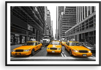 Produktbild von Gerahmtes Poster - Schwarzer Rahmen - Taxi Stadt Straße Transport - 91,5x61 cm - Wand Bild - Wanddeko - Wandbilder - Wandposter - Bilderrahmen - Bilder - Kunstdruck - Wandbild - P2BAA91x61-2695