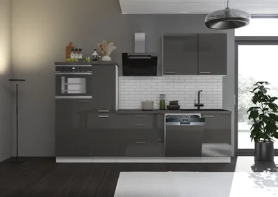 Produktbild von Küche Lara Grau/Weiß 280 cm Küchenzeile Einbauküche Singleküche