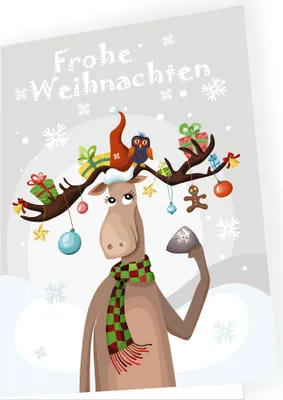 Produktbild von Weihnachtskarte Lustiges Rentier mit passendem Umschlag 10x Karte 10x Umschlag