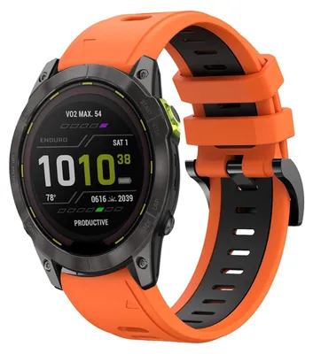 Immagine prodotto di Per Garmin Enduro 3 Cinturino in silicone sportivo bicolore 26 mm Arancione / Nero