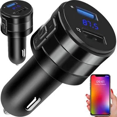 Produktbild von Bluetooth FM Transmitter für Auto USB Radio Adapter KFZ MP3 Freisprecheinrichtung mit QC 3.0 Dual Ladegerät Blau Leuchte Drahtloser Kfz-Empfänger Retoo