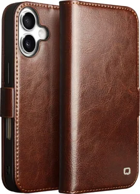 Produktbild von iPhone 17 Hülle - QIALINO Genuine Leather Klapphülle - Echtes Leder - Braun
