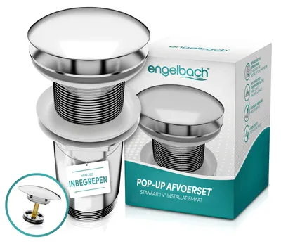 Immagine prodotto di Kit di scarico per lavabo senza tappo di troppo pieno – Kit di scarico a scomparsa, completo di 4 guarnizioni