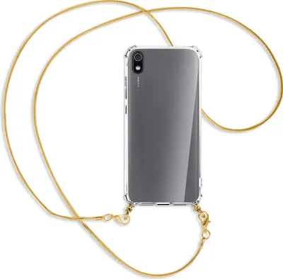 Produktbild von Handykette Backcover-Schutzhülle mit Band (Metall goldfarben) für Xiaomi Redmi 7A - goldfarbene Kette Snake