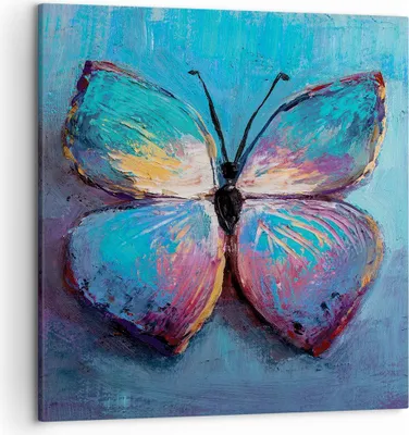 Produktbild von Bild auf Leinwand - Leinwandbild - Einteilig - Handschriftlich Schmetterling Blau - 50x50cm - Wand Bild - Wanddeko - Wandbilder - Leinwanddruck - Bilder - Wanddekoration - Leinwand bilder AC50x50-4470